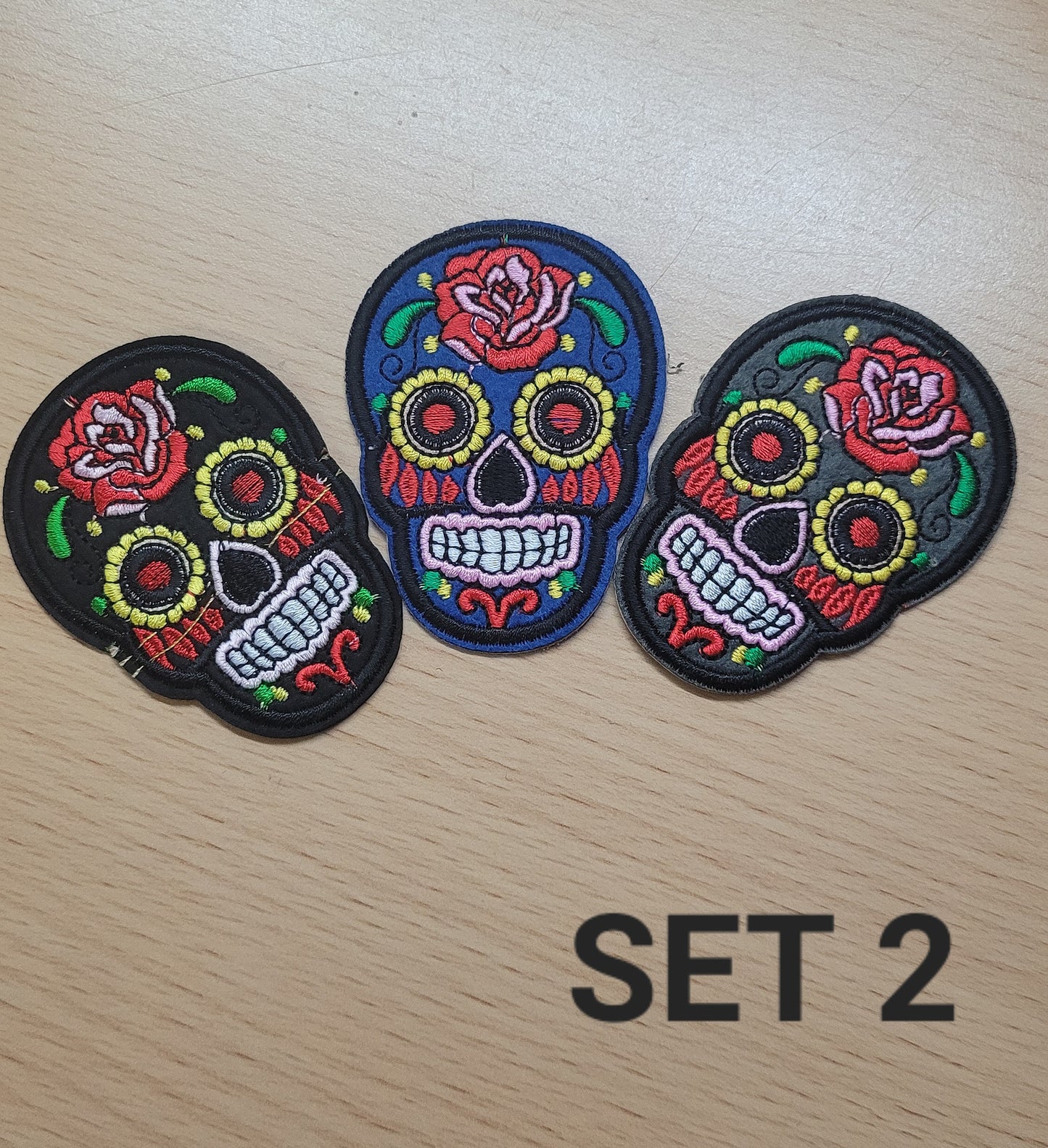 Skull iron on embroidered patches
