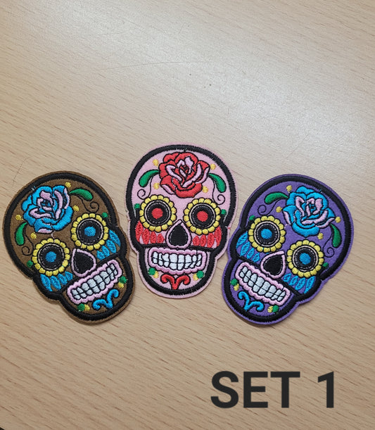 Skull iron on embroidered patches