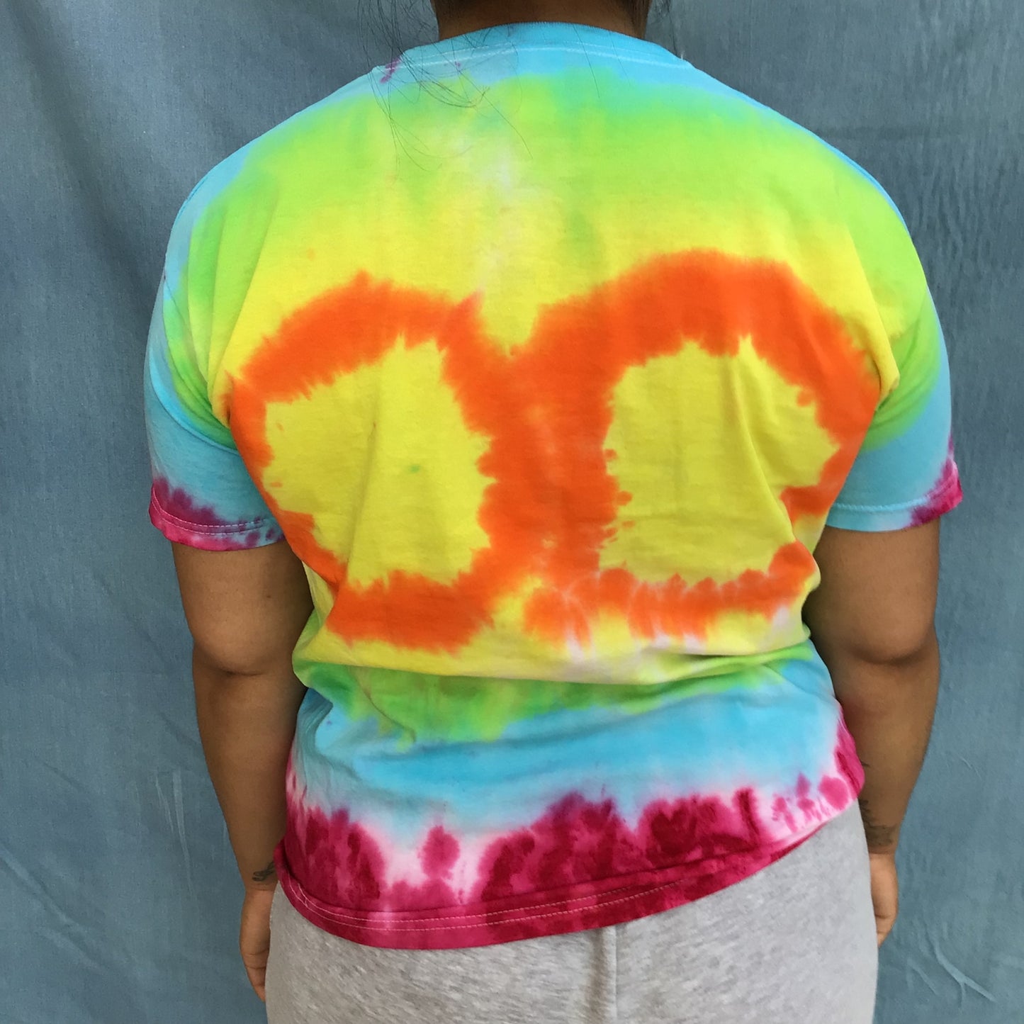 Adult tie dye t-shirt - upcycled rainbow circles