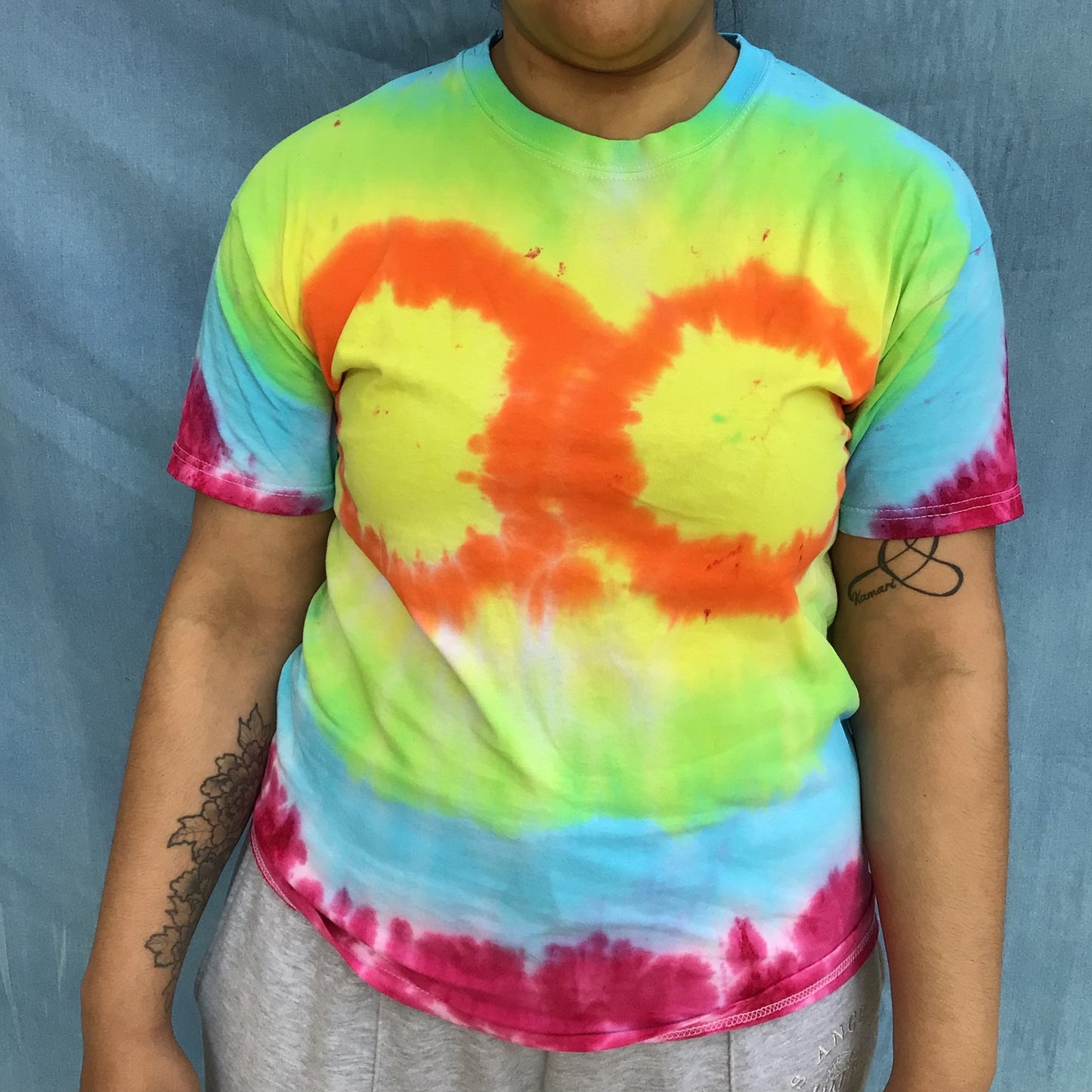 Adult tie dye t-shirt - upcycled rainbow circles