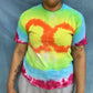 Adult tie dye t-shirt - upcycled rainbow circles