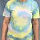 Adult tie dye t-shirt - upcycled yellow and blue swirl