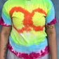 Adult tie dye t-shirt - upcycled rainbow circles