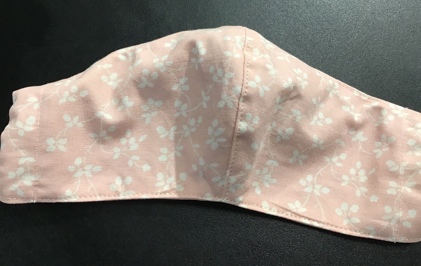 Single - Shaped Face Mask: Pale Pink w/ White Flowers - REDUCED